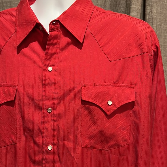 Vintage ELY Cattleman Pearl Snap Red Long Sleeve Western Shirt. XXL Nice - Picture 2 of 5
